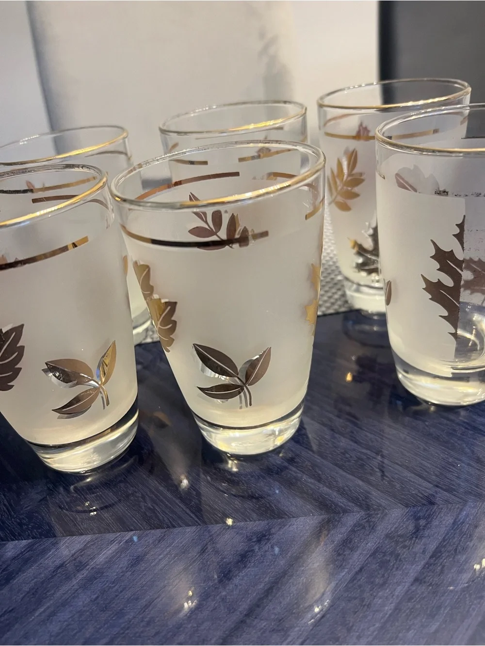 6 Vintage Golden Foliage Tumblers By Libby-10 oz